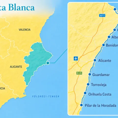 Costa Blanca régió térképe és települései