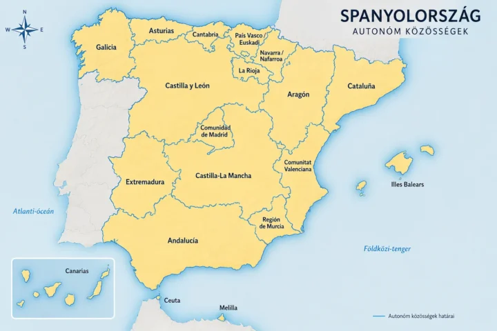 Spanyol régióválasztó térkép kiköltözés előtt magyaroknak